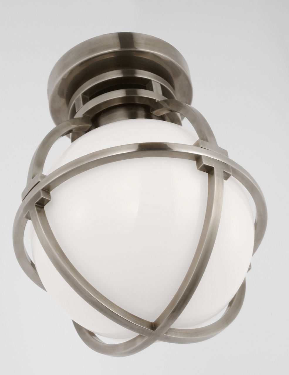 Gracie 7" Captured Globe Flush Mount | Antique Nickel | White Glass