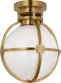Gracie 10" Captured Globe Flush Mount | Antique-Burnished Brass | White Glass