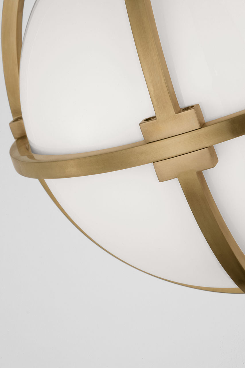Gracie 10" Captured Globe Flush Mount | Antique-Burnished Brass | White Glass