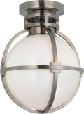 Gracie 10" Captured Globe Flush Mount | Antique Nickel | White Glass