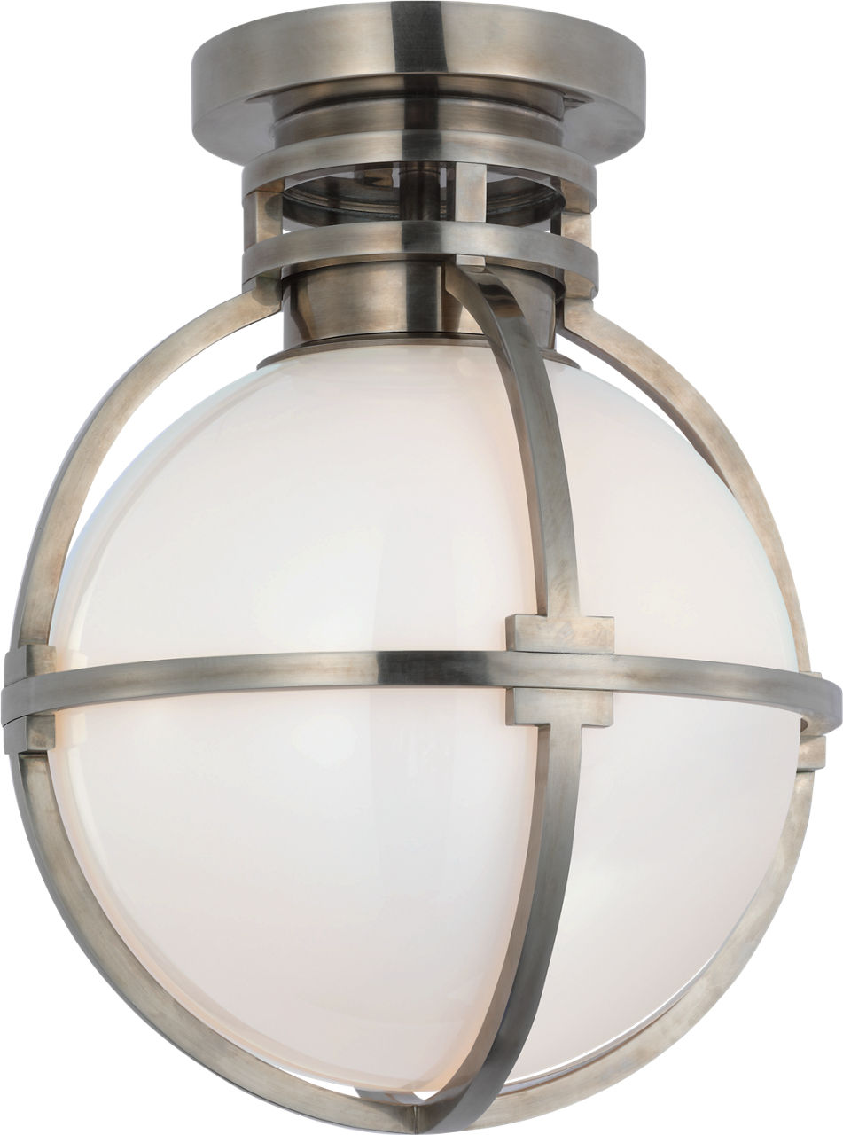 Gracie 10" Captured Globe Flush Mount | Antique Nickel | White Glass
