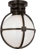 Gracie 10" Captured Globe Flush Mount | Bronze | White Glass