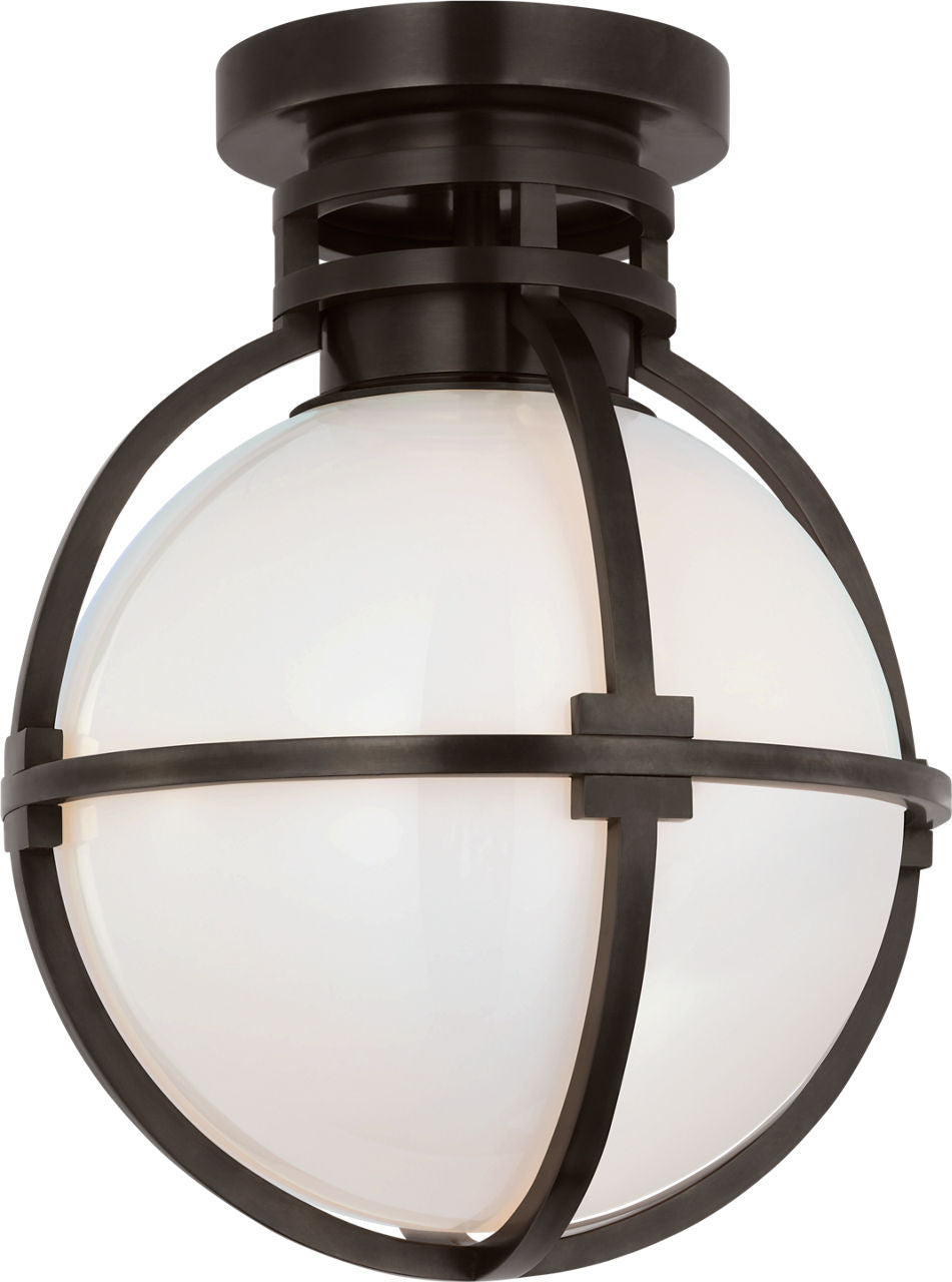 Gracie 10" Captured Globe Flush Mount | Bronze | White Glass