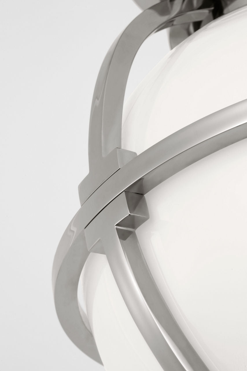 Gracie 10" Captured Globe Flush Mount | Polished Nickel | White Glass