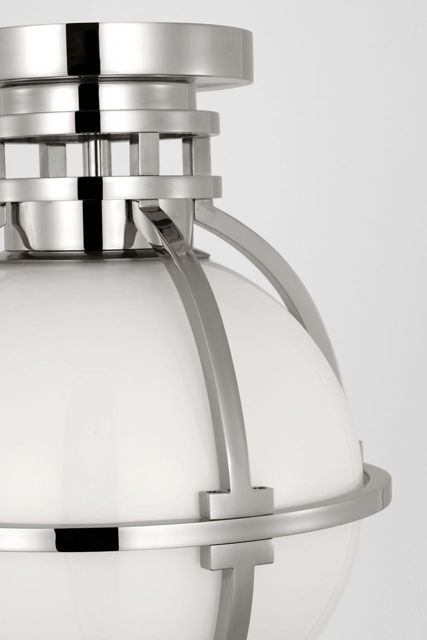 Gracie 10" Captured Globe Flush Mount | Polished Nickel | White Glass