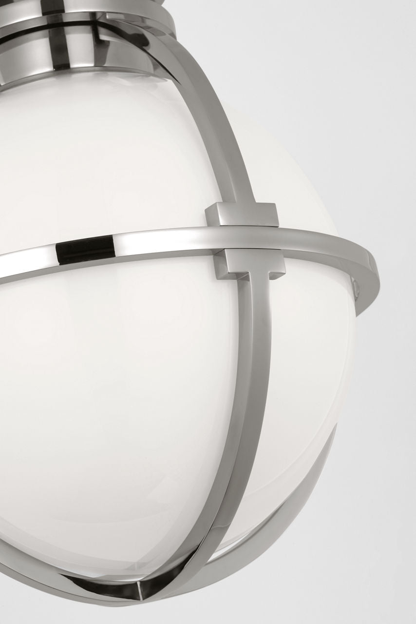 Gracie 10" Captured Globe Flush Mount | Polished Nickel | White Glass