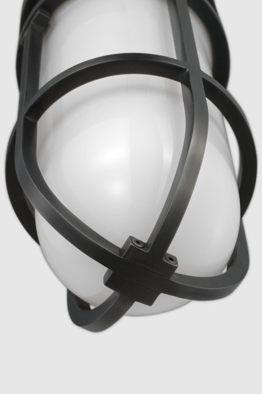 Gracie Tall Flush Mount | Bronze | White Glass