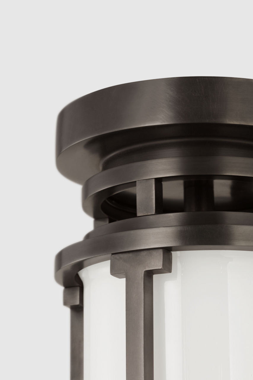 Gracie Tall Flush Mount | Bronze | White Glass