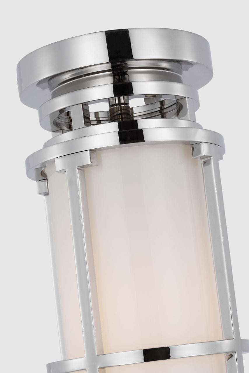 Gracie Tall Flush Mount | Polished Nickel | White Glass