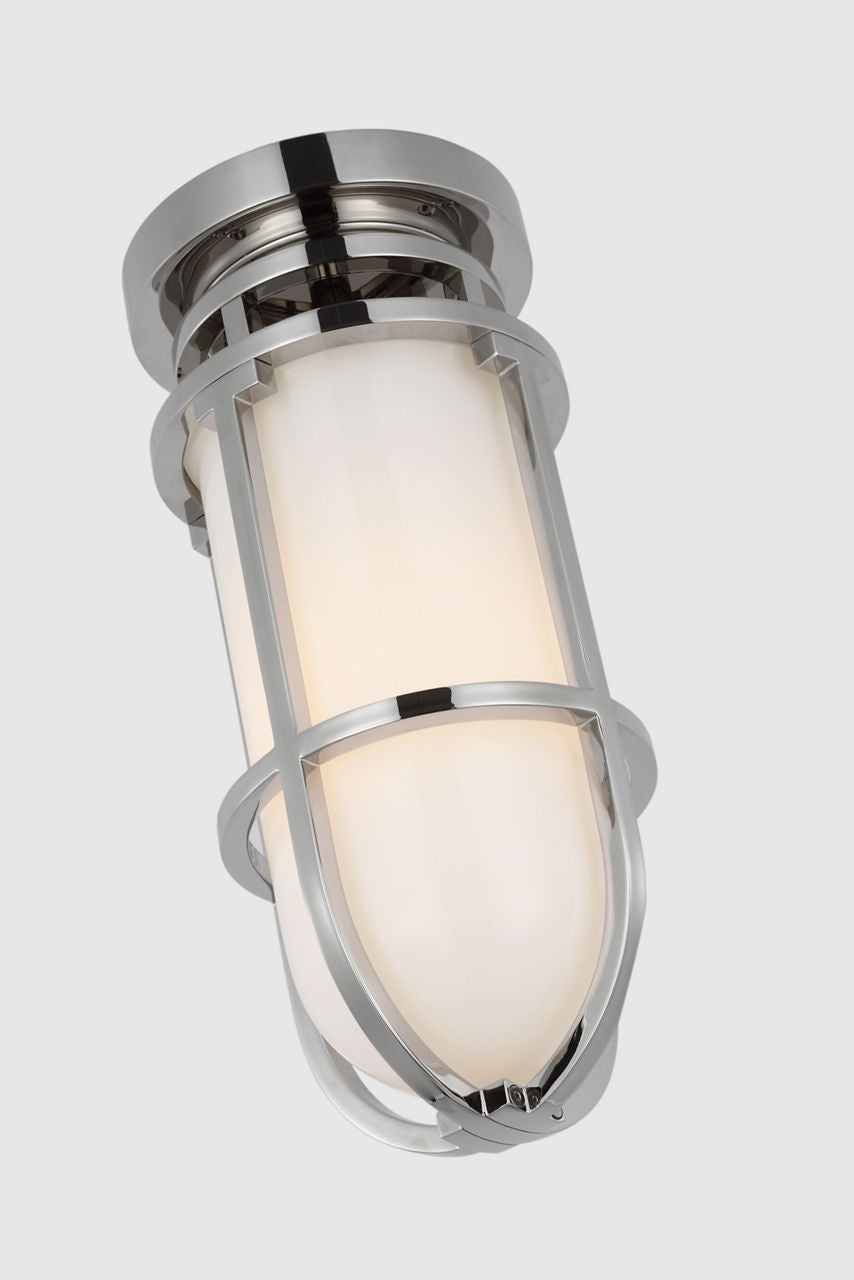 Gracie Tall Flush Mount | Polished Nickel | White Glass