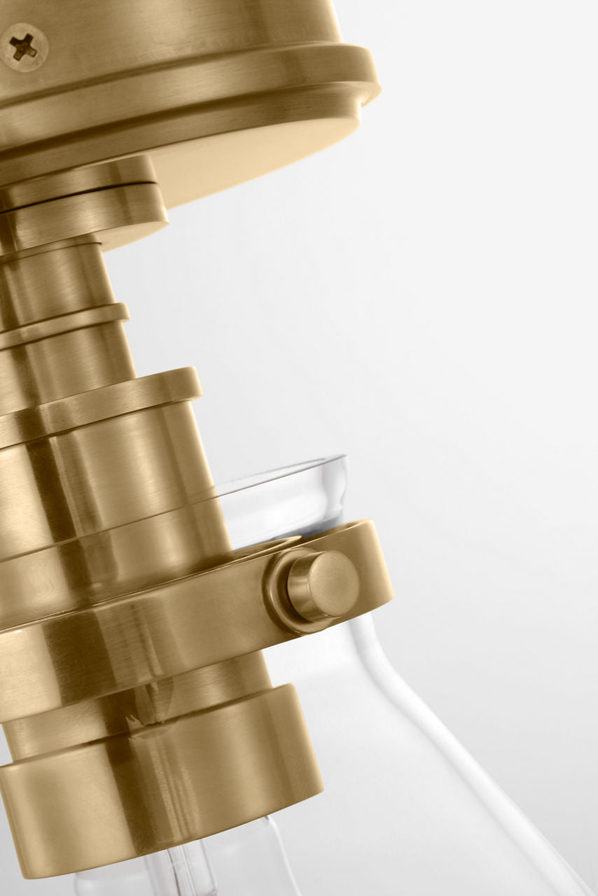 Parkington 9" Conical Flush Mount | Antique-Burnished Brass | Clear Glass