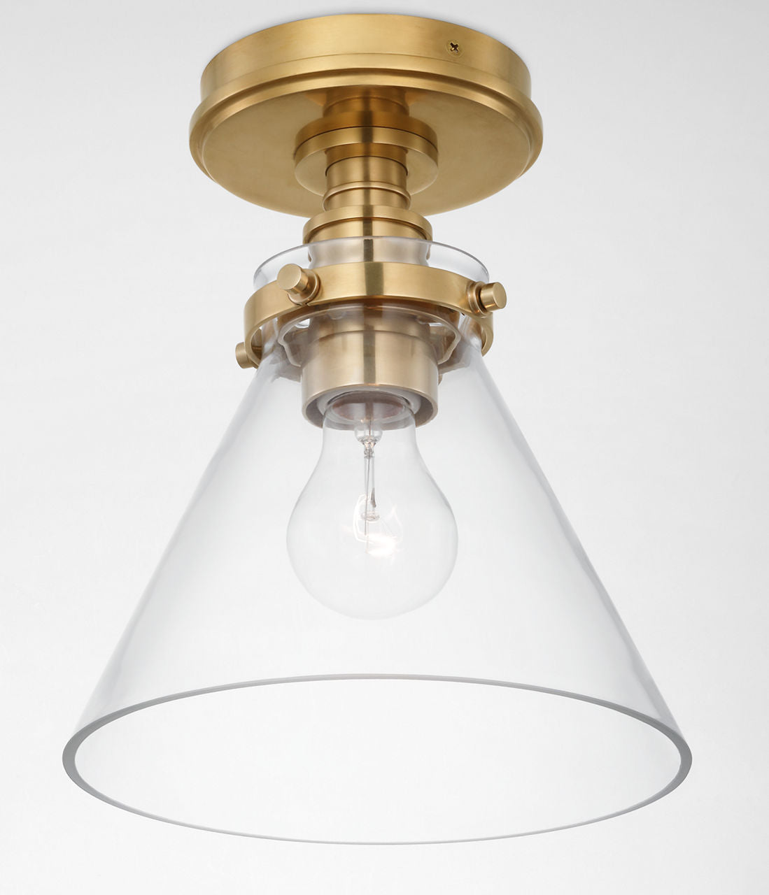 Parkington 9" Conical Flush Mount | Antique-Burnished Brass | Clear Glass