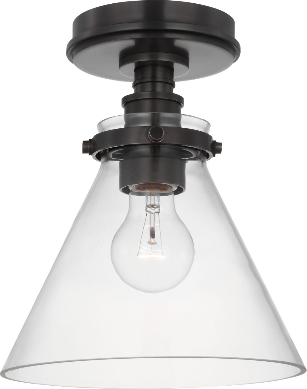 Parkington 9" Conical Flush Mount | Bronze | Clear Glass