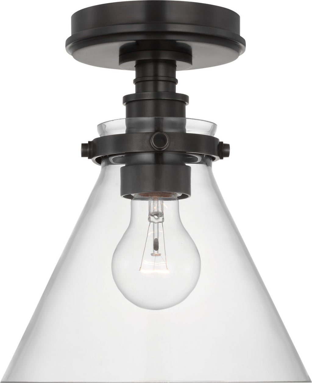 Parkington 9" Conical Flush Mount | Bronze | Clear Glass