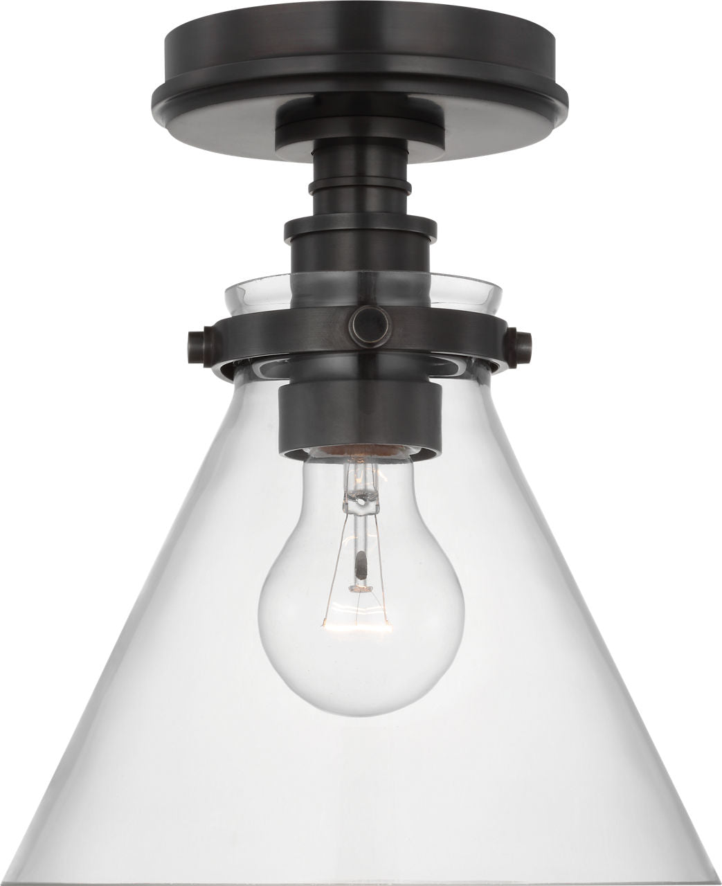 Parkington 9" Conical Flush Mount | Bronze | Clear Glass
