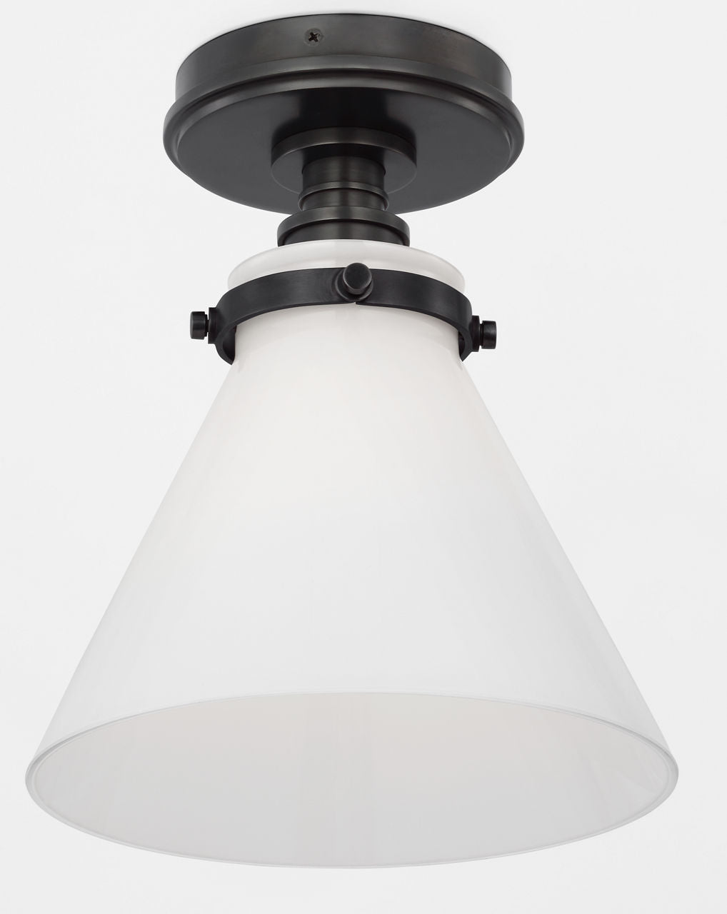 Parkington 9" Conical Flush Mount | Bronze | White Glass