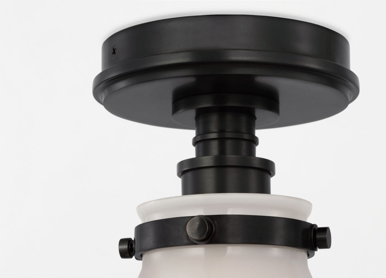 Parkington 9" Conical Flush Mount | Bronze | White Glass