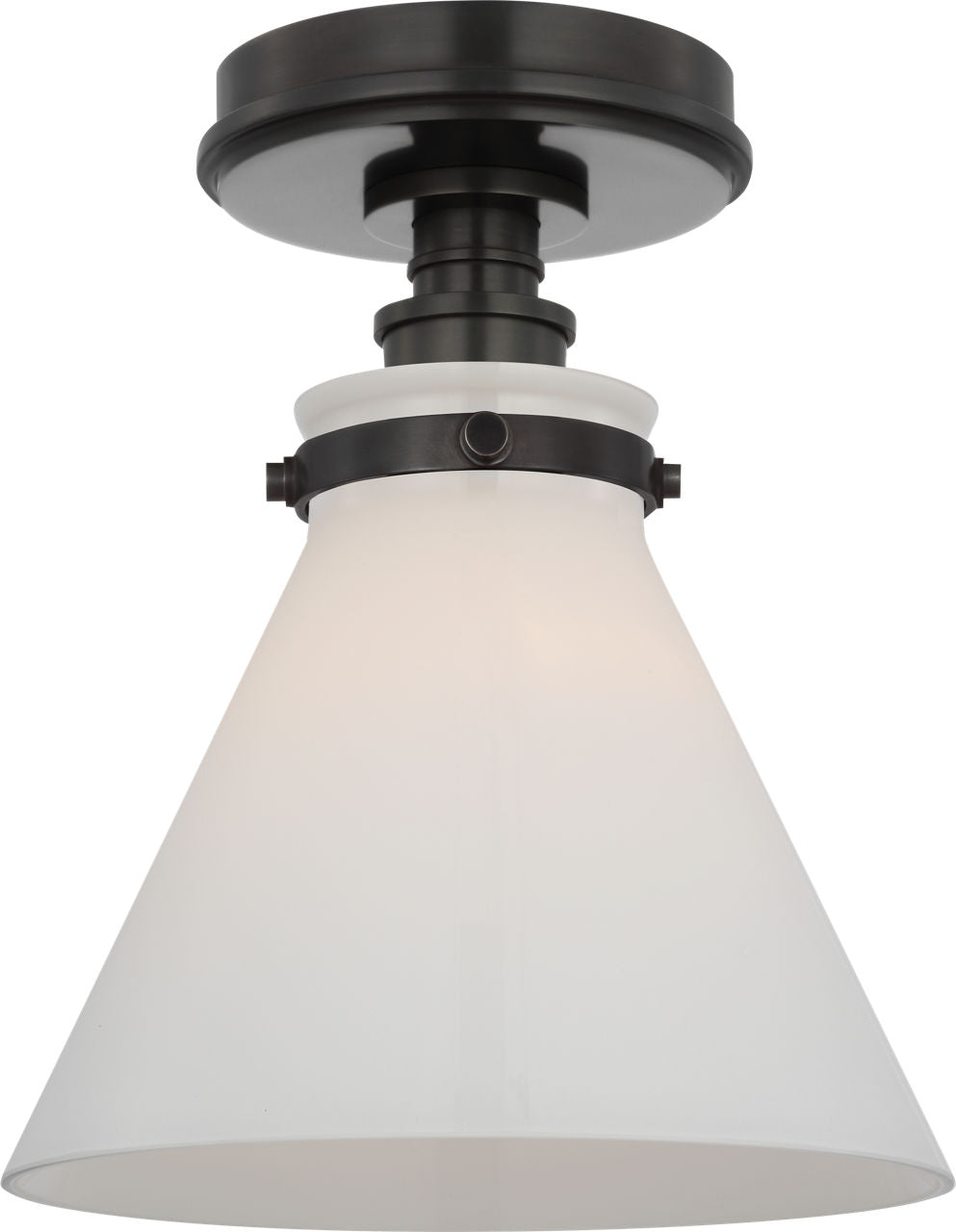 Parkington 9" Conical Flush Mount | Bronze | White Glass
