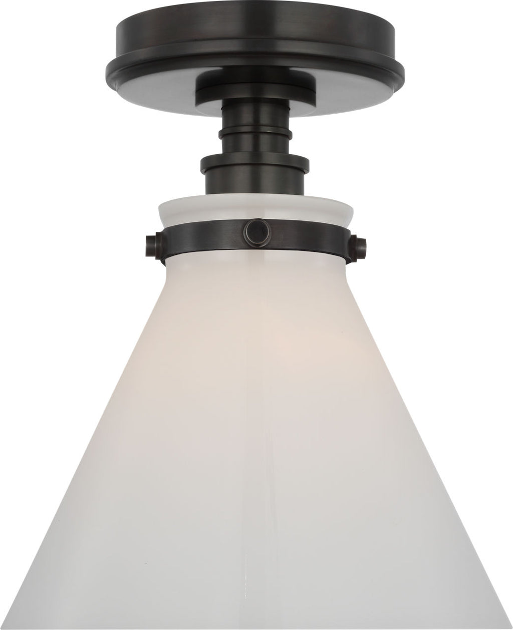 Parkington 9" Conical Flush Mount | Bronze | White Glass