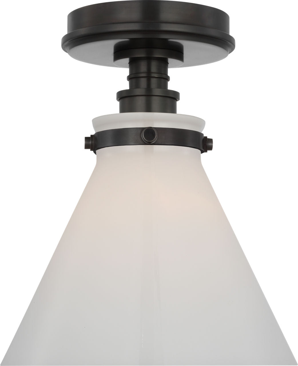 Parkington 9" Conical Flush Mount | Bronze | White Glass