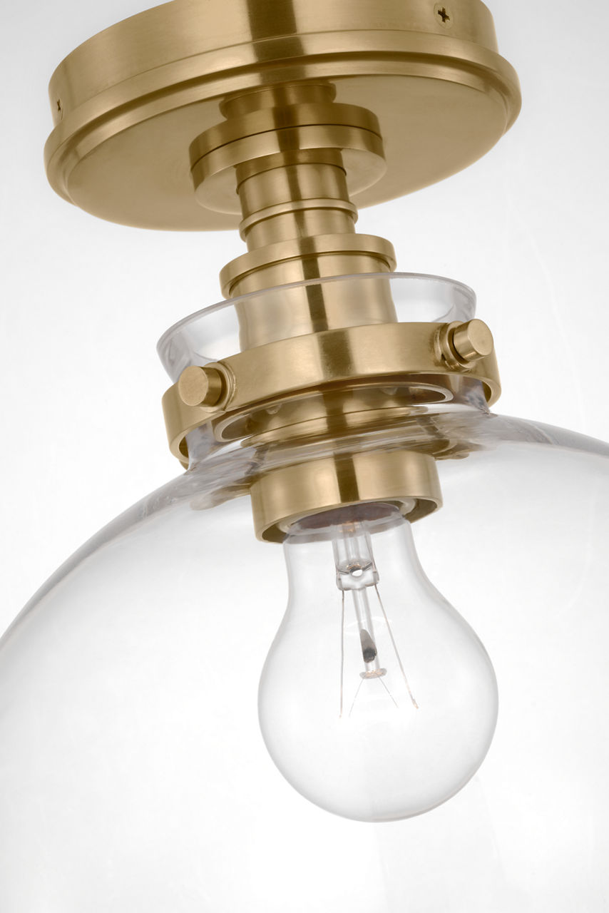Parkington 10" Globe Flush Mount | Antique-Burnished Brass | Clear Glass