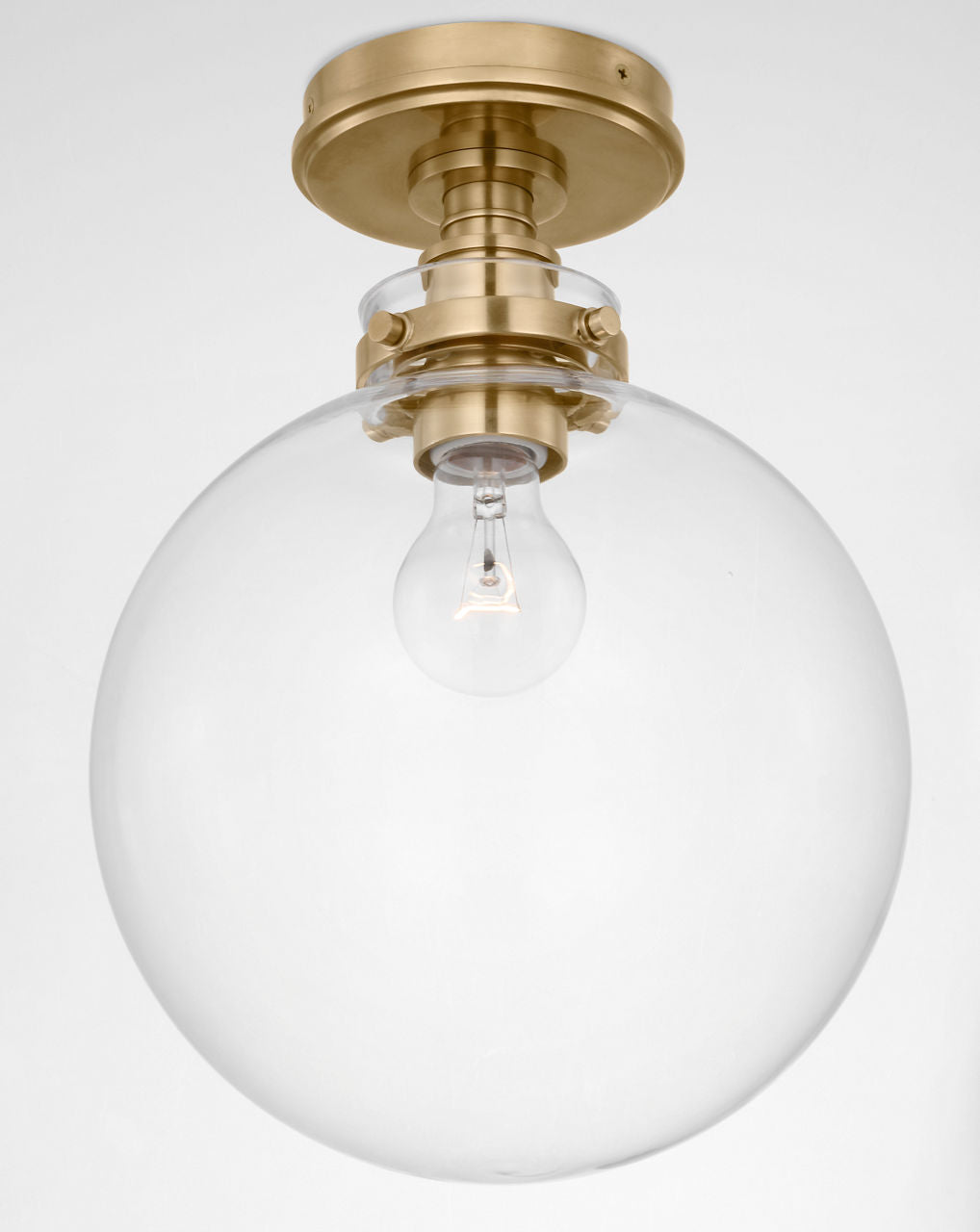 Parkington 10" Globe Flush Mount | Antique-Burnished Brass | Clear Glass