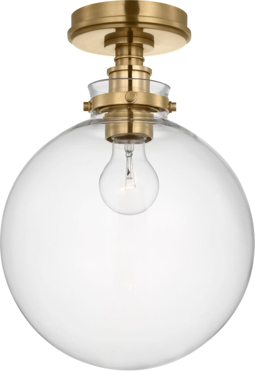 Parkington 10" Globe Flush Mount | Antique-Burnished Brass | Clear Glass