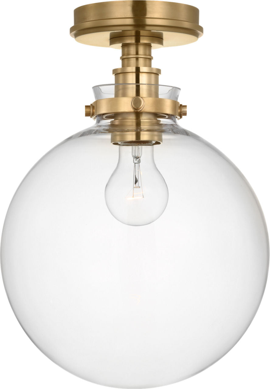 Parkington 10" Globe Flush Mount | Antique-Burnished Brass | Clear Glass