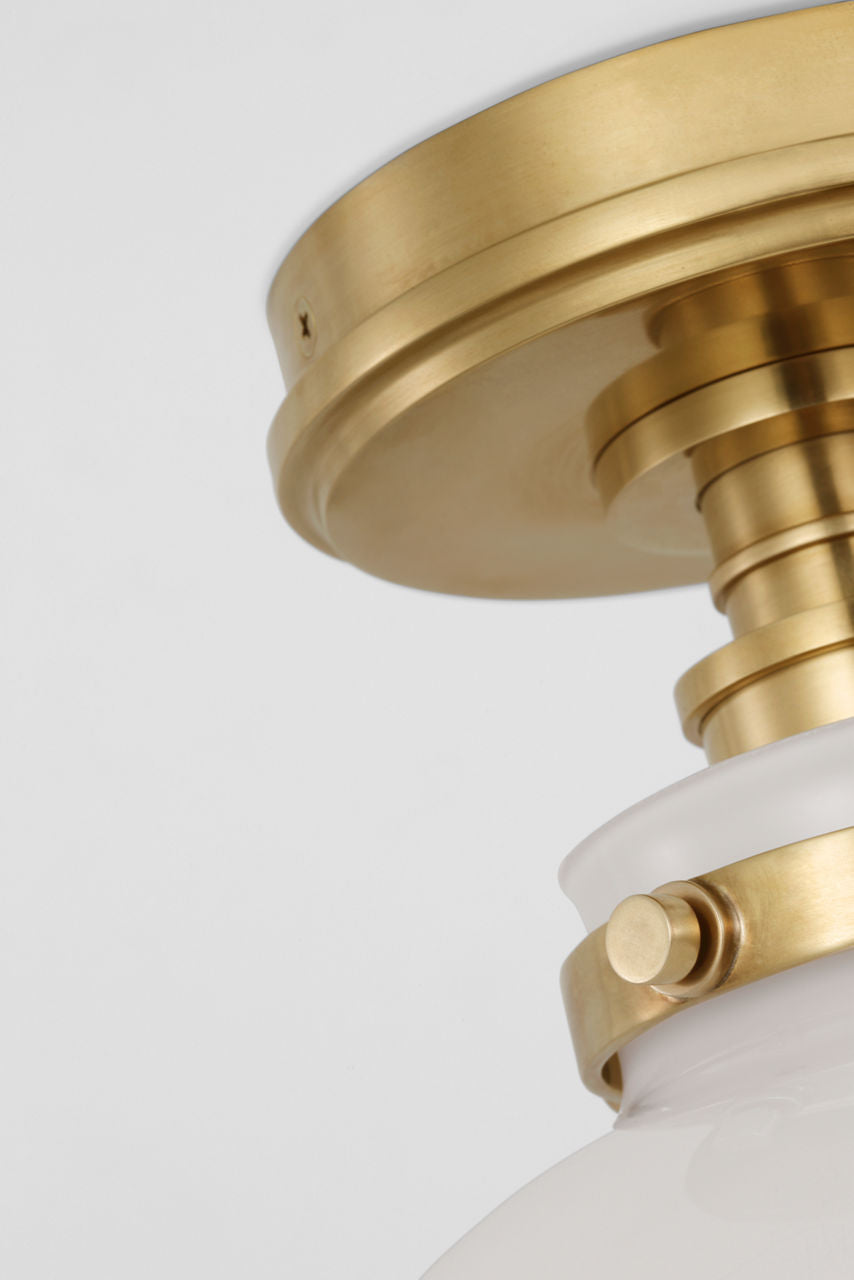 Parkington 10" Globe Flush Mount | Antique-Burnished Brass | White Glass