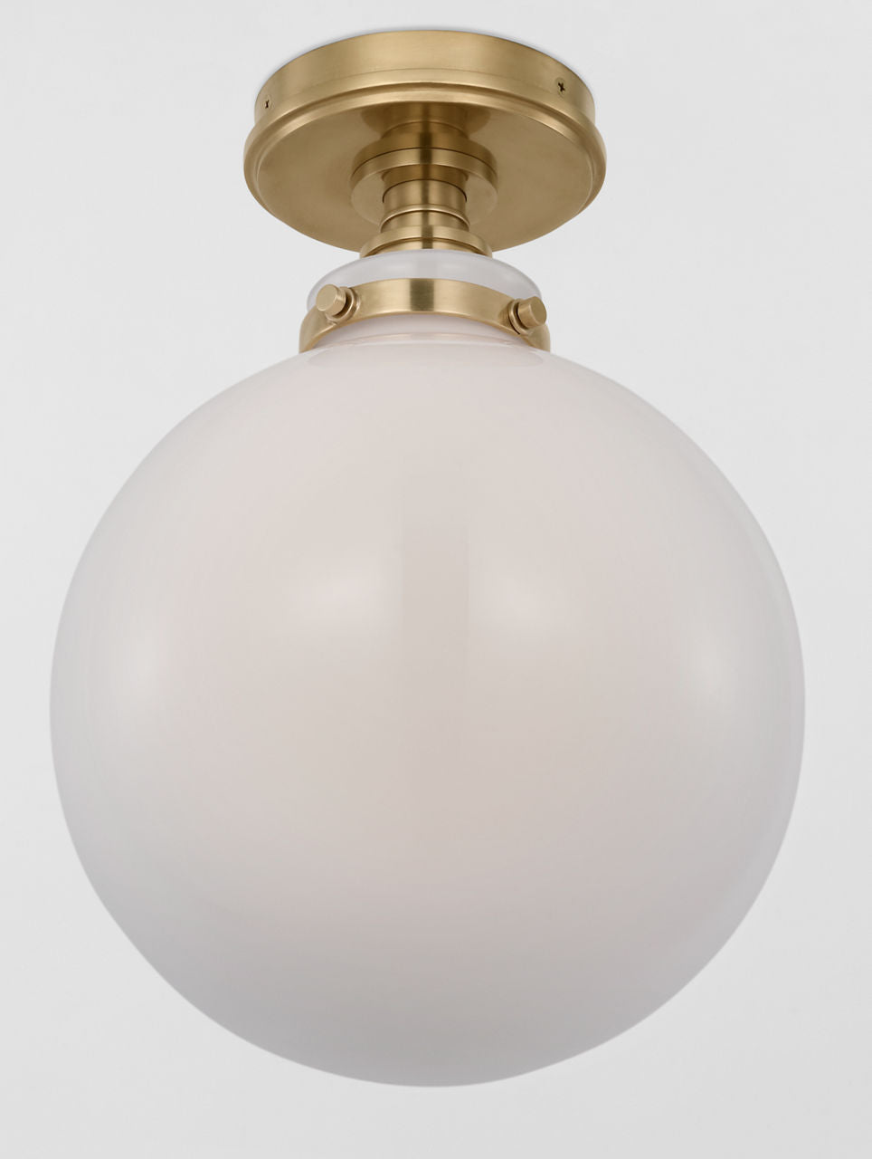 Parkington 10" Globe Flush Mount | Antique-Burnished Brass | White Glass