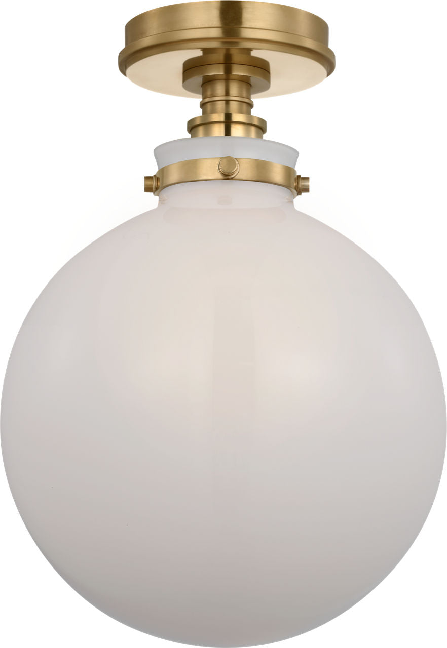 Parkington 10" Globe Flush Mount | Antique-Burnished Brass | White Glass