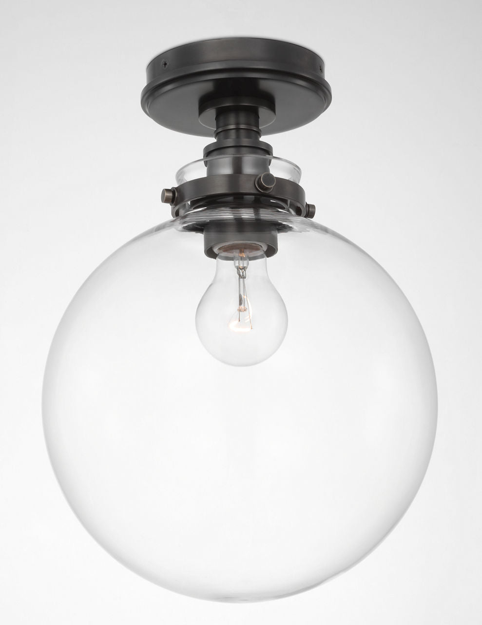Parkington 10" Globe Flush Mount | Bronze | Clear Glass