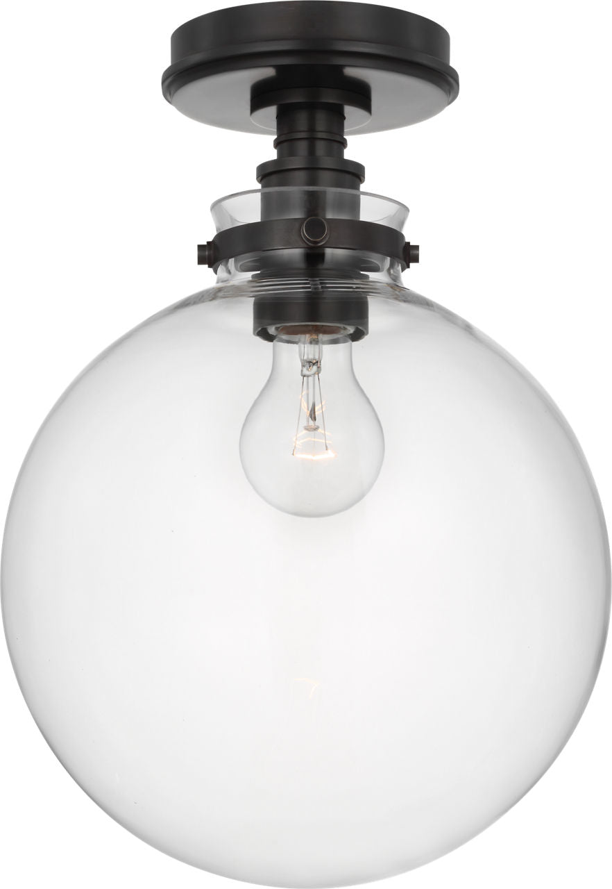 Parkington 10" Globe Flush Mount | Bronze | Clear Glass