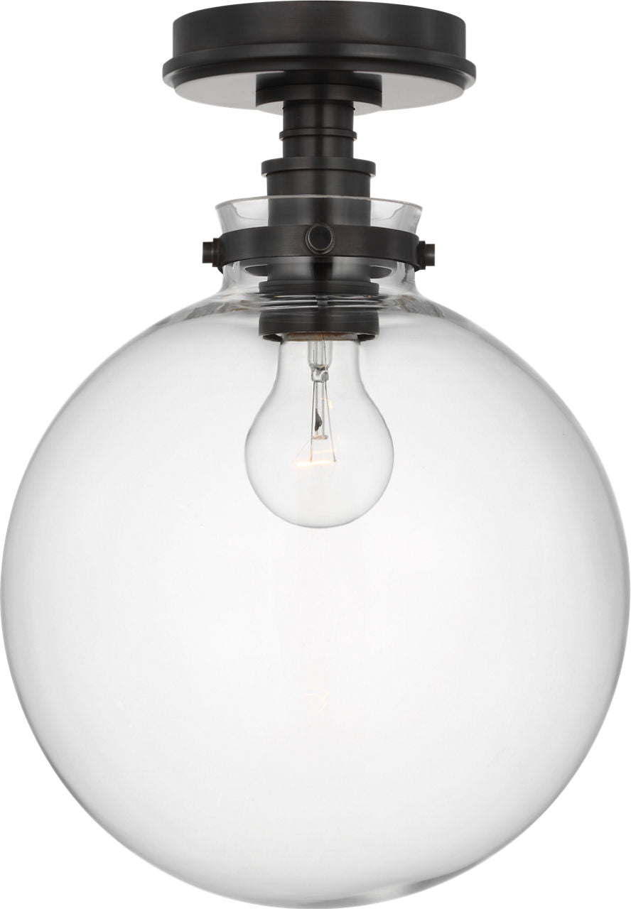 Parkington 10" Globe Flush Mount | Bronze | Clear Glass