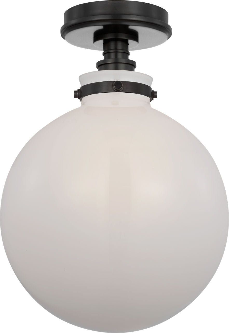 Parkington 10" Globe Flush Mount | Bronze | White Glass