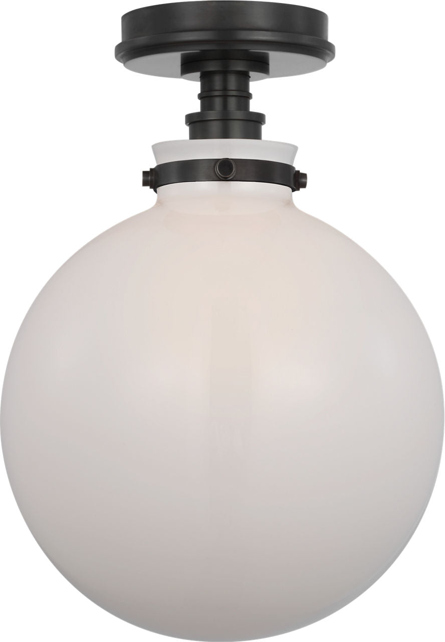 Parkington 10" Globe Flush Mount | Bronze | White Glass