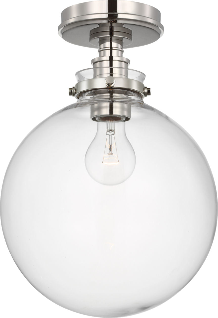 Parkington 10" Globe Flush Mount | Polished Nickel | Clear Glass