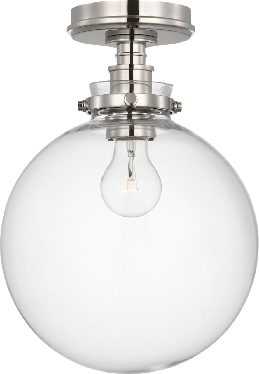 Parkington 10" Globe Flush Mount | Polished Nickel | Clear Glass