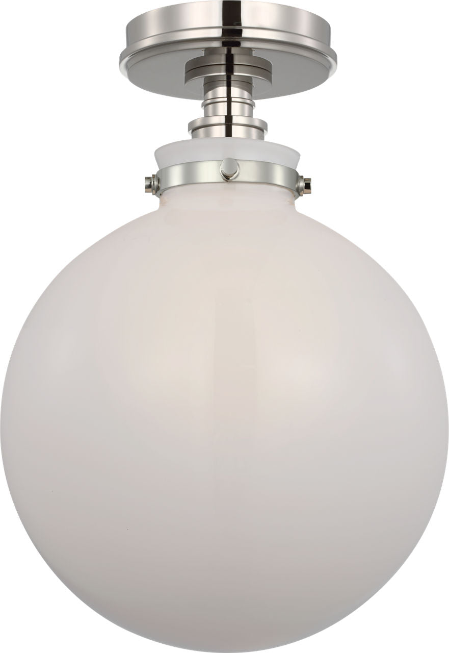 Parkington 10" Globe Flush Mount | Polished Nickel | White Glass