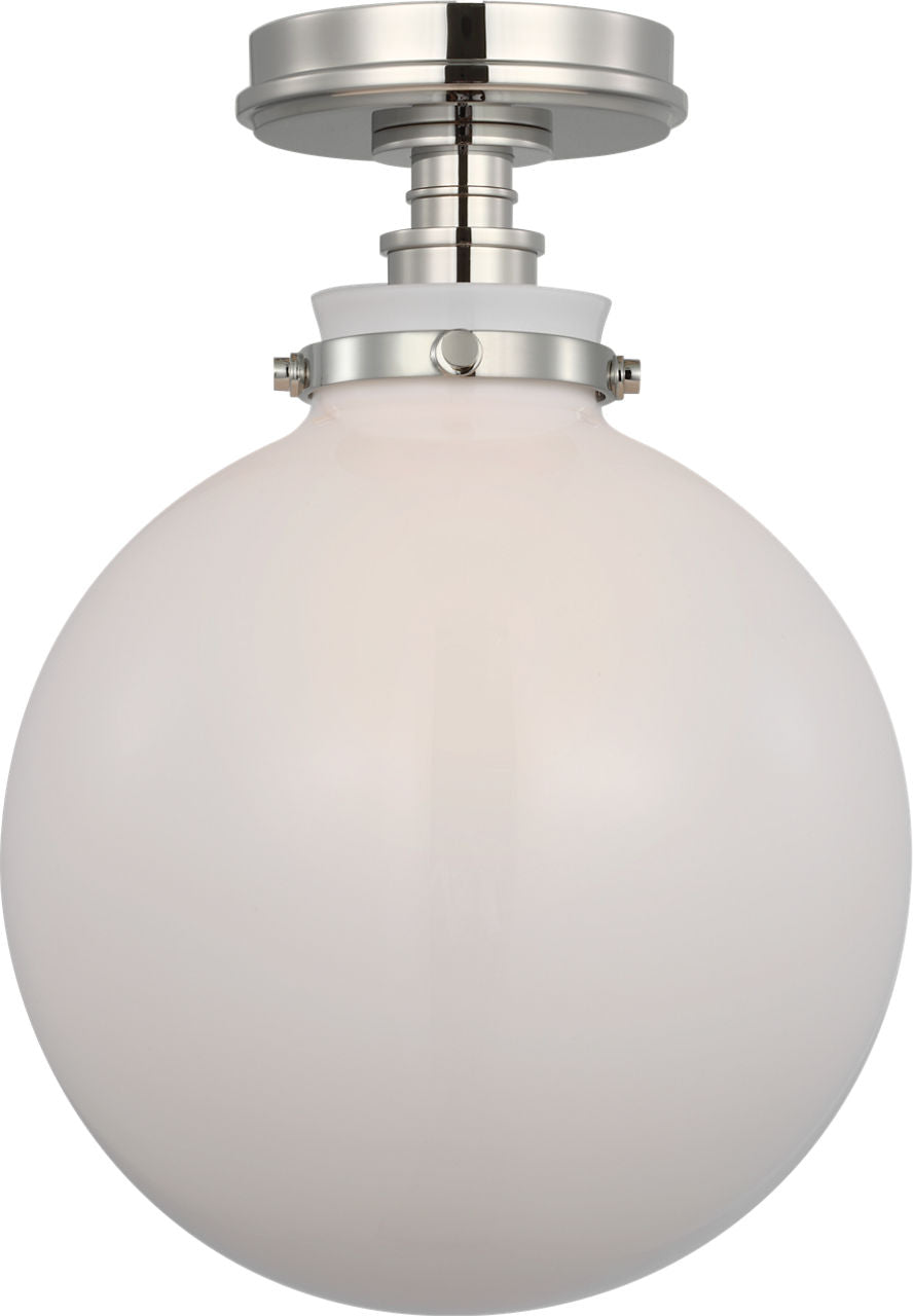 Parkington 10" Globe Flush Mount | Polished Nickel | White Glass