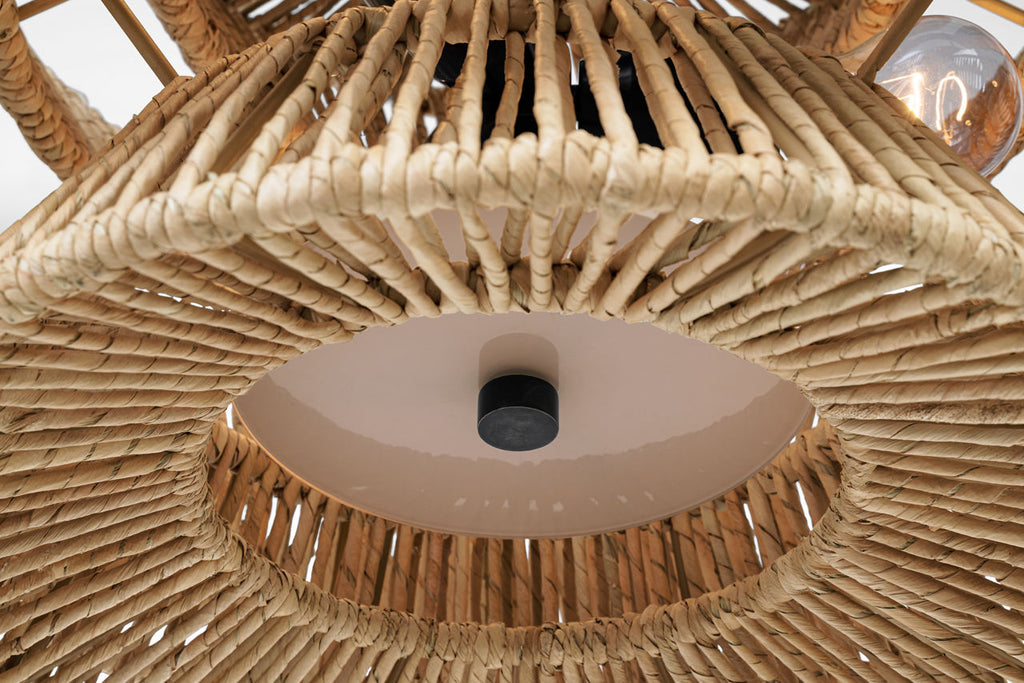 Antigua Small Drum Chandelier | Bronze and Natural Abaca