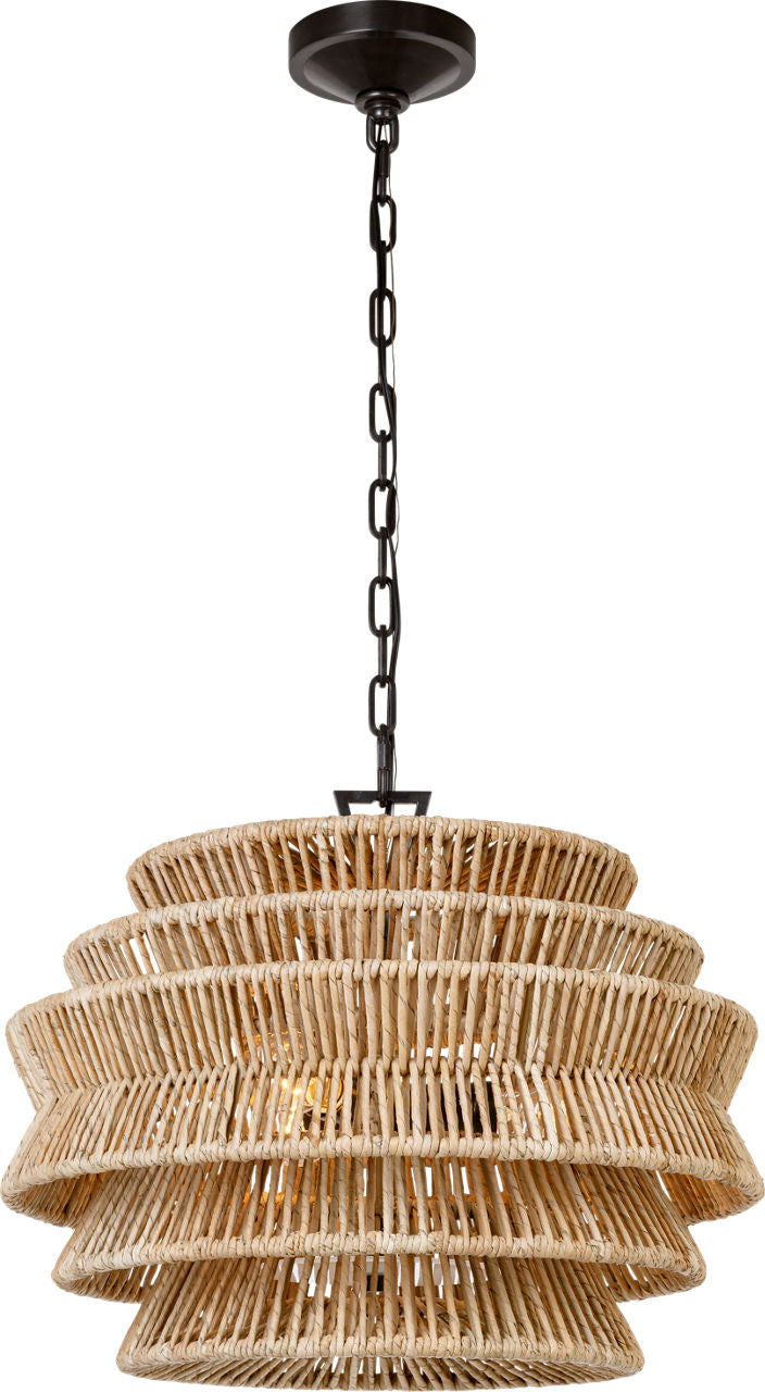 Antigua Small Drum Chandelier | Bronze and Natural Abaca