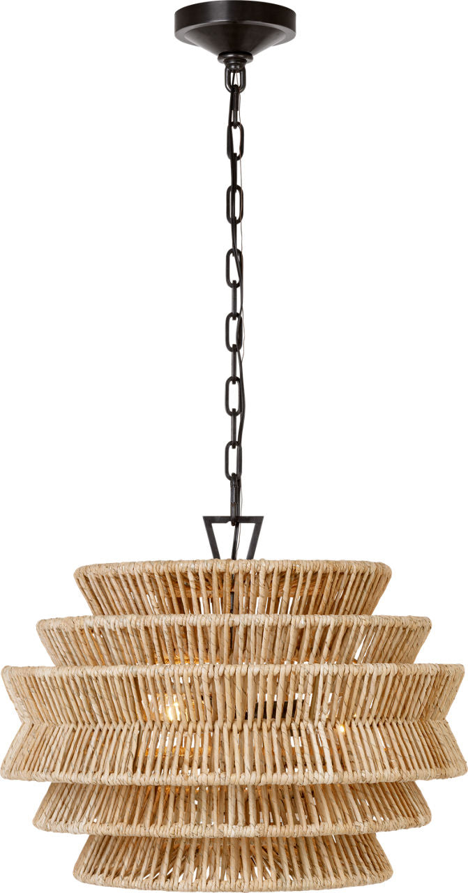 Antigua Small Drum Chandelier | Bronze and Natural Abaca