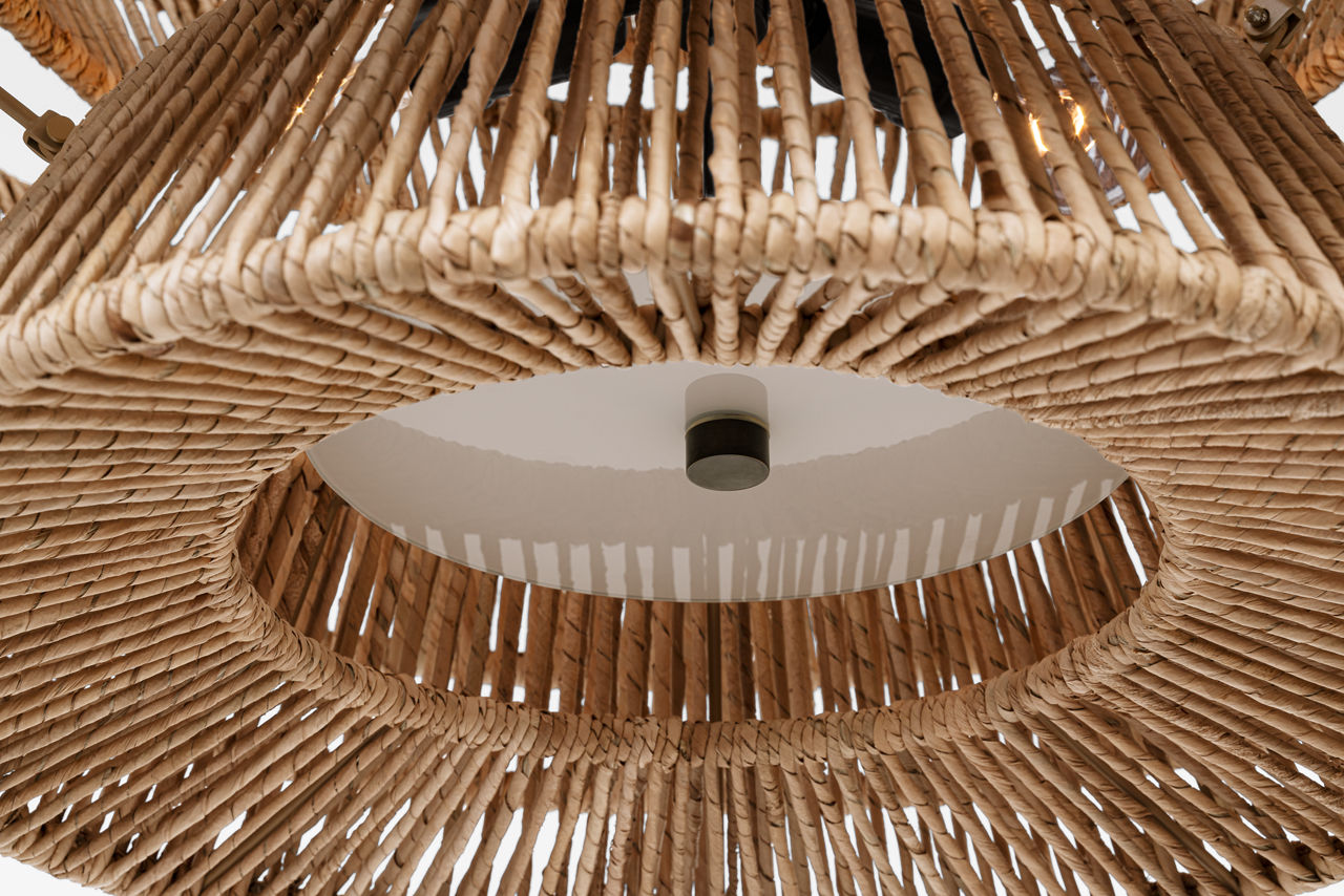 Antigua Medium Drum Chandelier | Bronze and Natural Abaca
