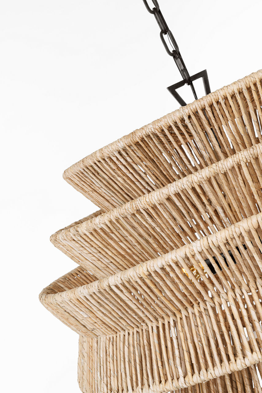 Antigua Medium Drum Chandelier | Bronze and Natural Abaca