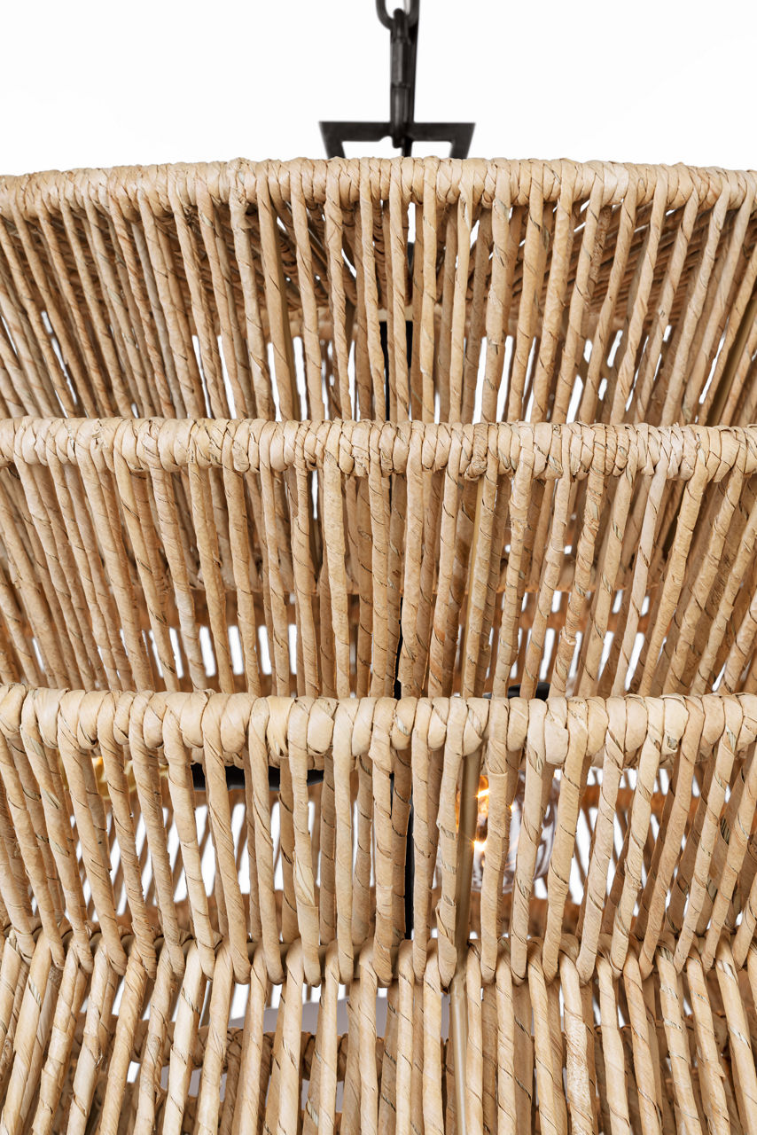 Antigua Medium Drum Chandelier | Bronze and Natural Abaca