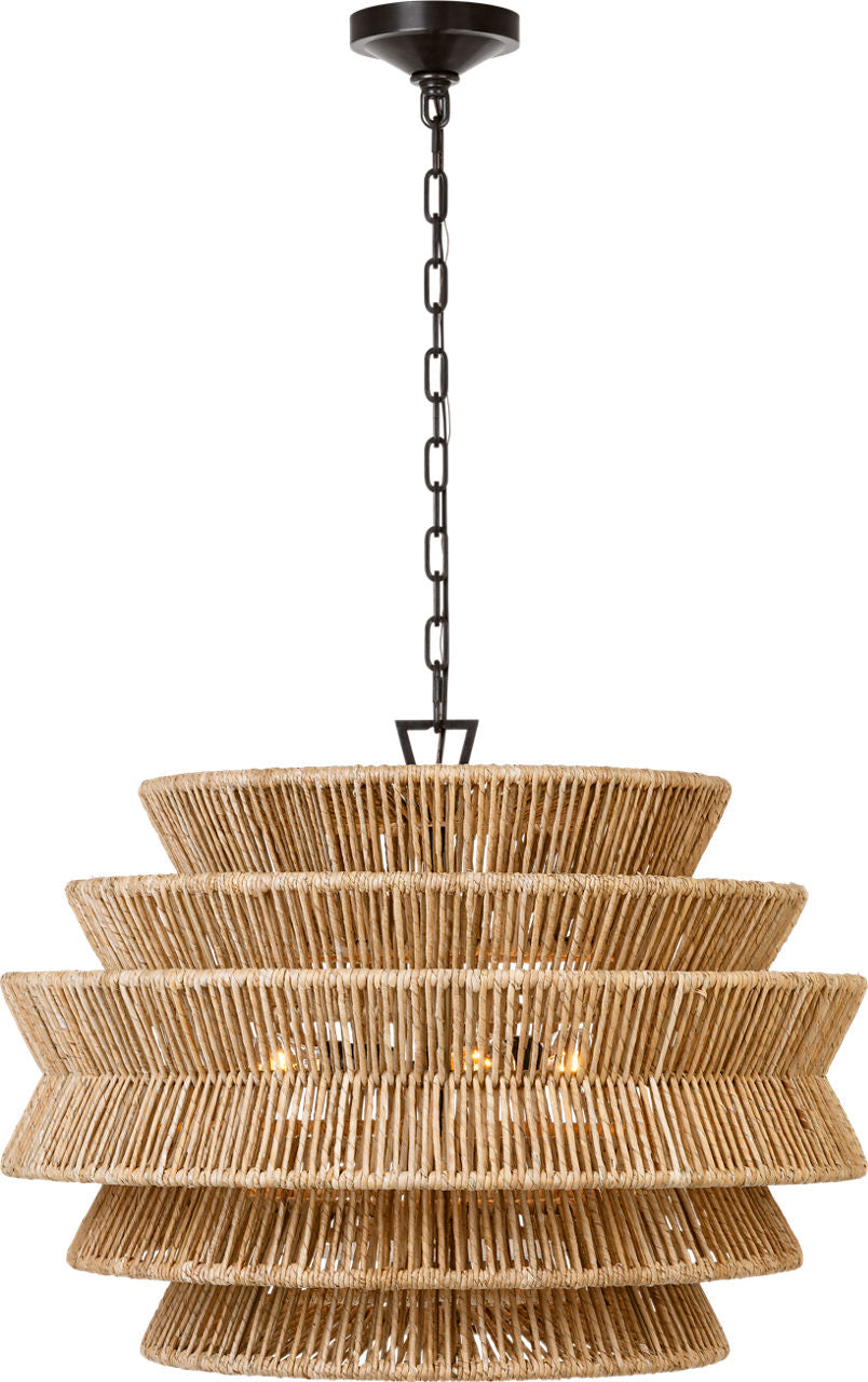 Antigua Medium Drum Chandelier | Bronze and Natural Abaca