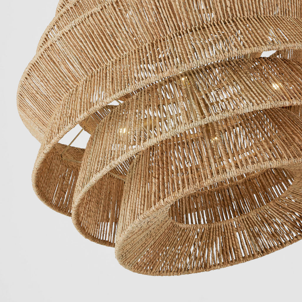 Antigua XL Drum Chandelier | Antique-Burnished Brass and Natural Abaca