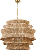 Antigua XL Drum Chandelier | Antique-Burnished Brass and Natural Abaca