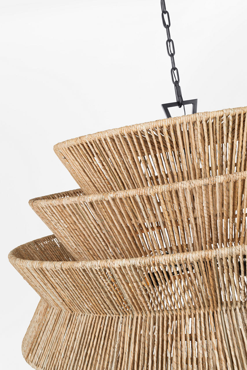Antigua XL Drum Chandelier | Bronze and Natural Abaca